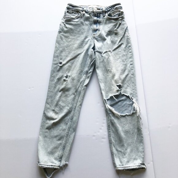 ABERCROMBIE The Mom High Rise Curve Love Light Wash Jeans Womens 26 Long - Picture 3 of 9